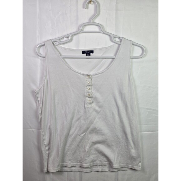 Chaps Women's XXL White Sheer Panel Tank Top 100% Cotton - Picture 1 of 7